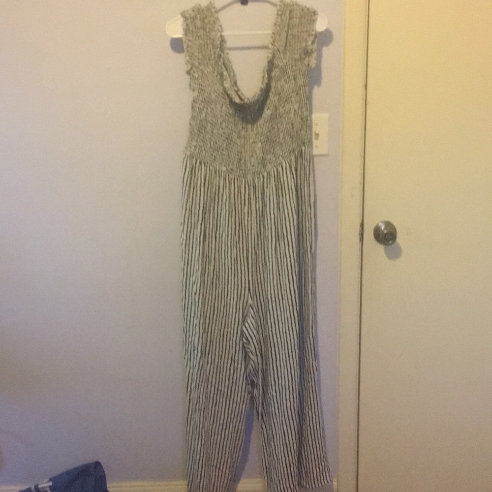 Striped pantsuit romper